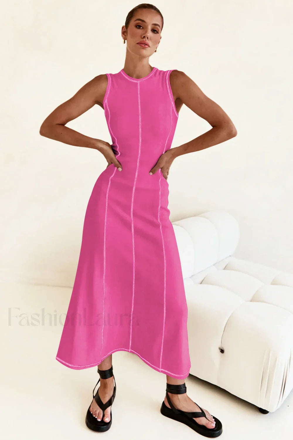 Knit Sleeveless A Line Retro Work Dress