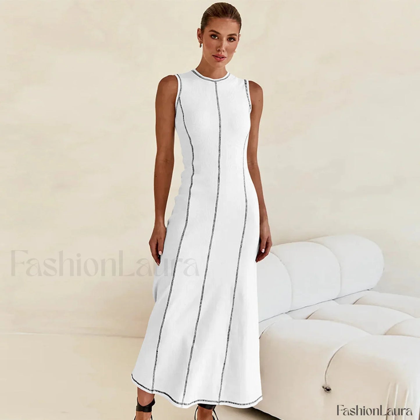 Knit Sleeveless A Line Retro Work Dress