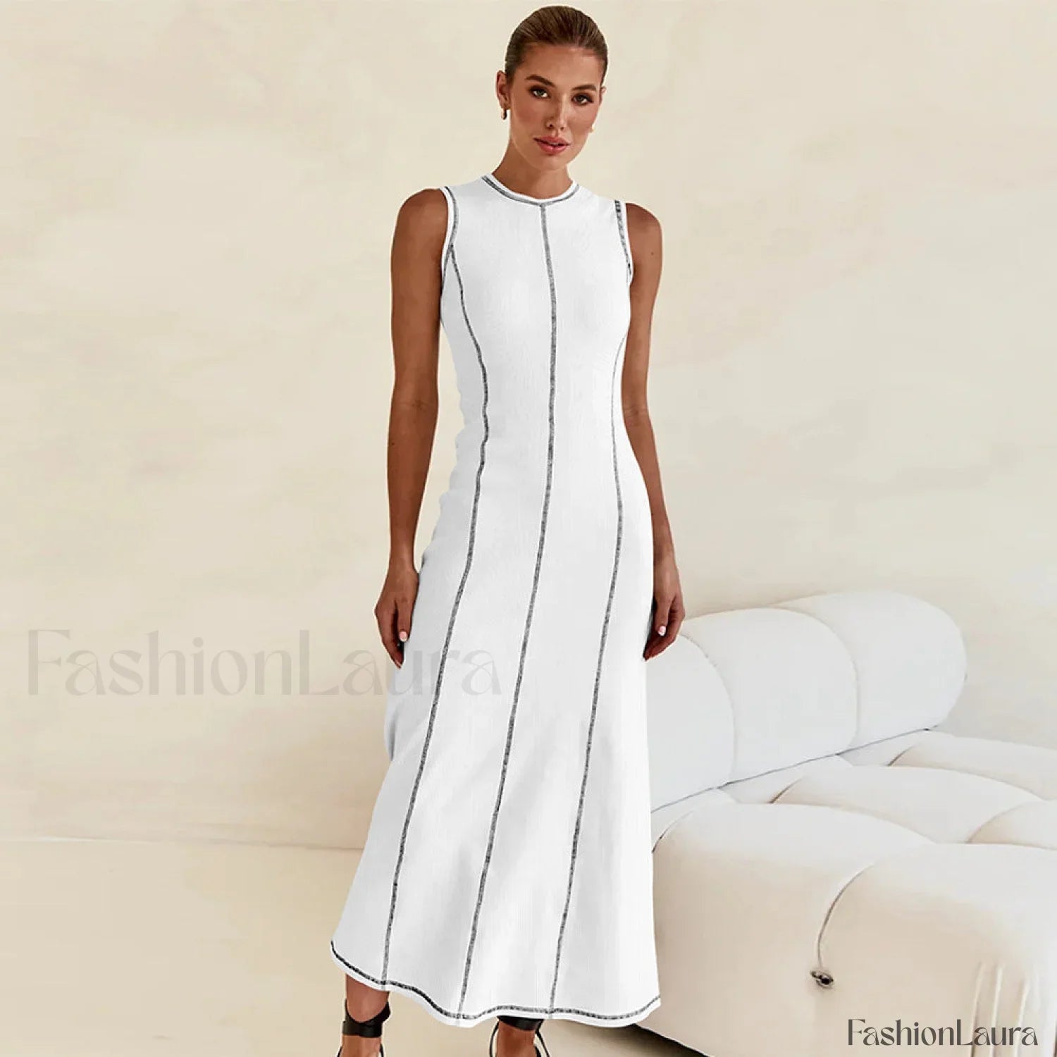 Knit Sleeveless A Line Retro Work Dress