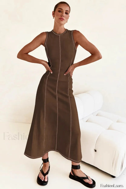 Knit Sleeveless A Line Retro Work Dress