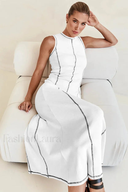 Knit Sleeveless A Line Retro Work Dress