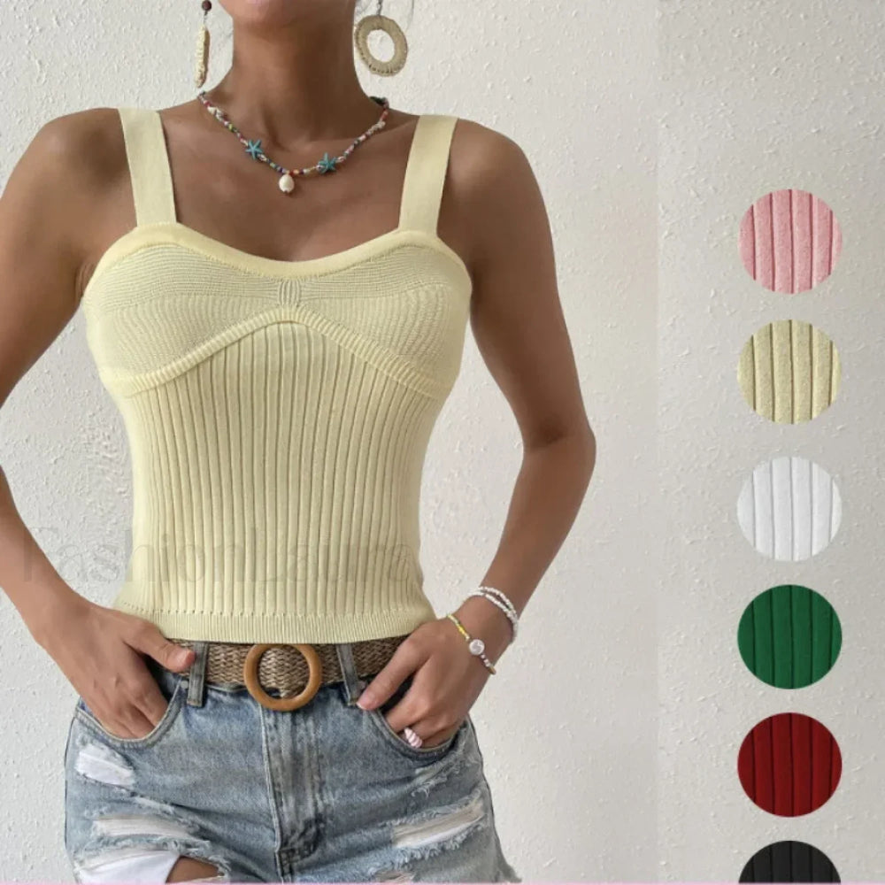 Knitted Backless Halter Crop Top
