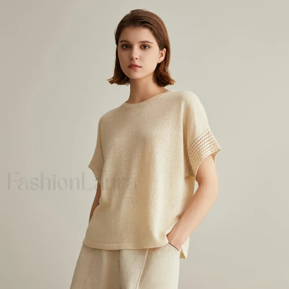 Knitted Pullover Linen Sweater T Shirt