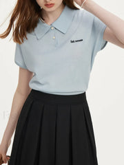 Knitwear Polo Neck Light Blue T Shirt