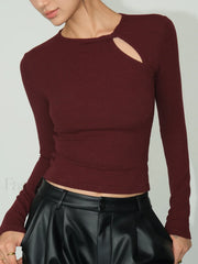 Knotted Cutout Skinny T Shirt T Shirts