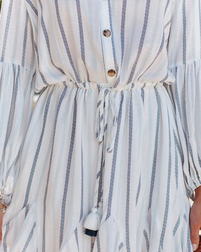 Kona Striped Adjustable Balloon Sleeve Dress
