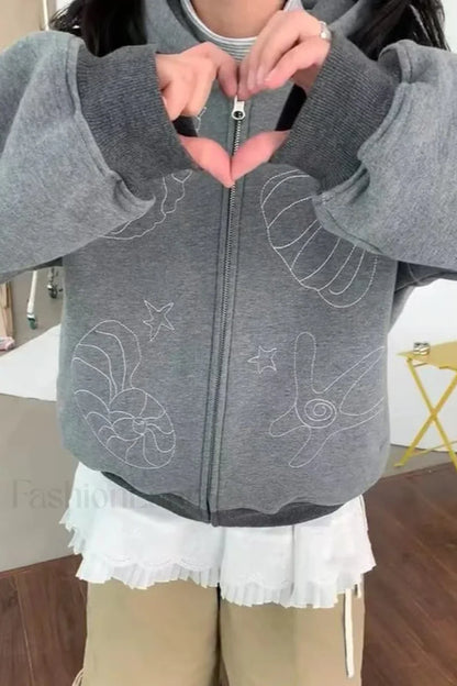 Korean Streetwear Long Sleeve Hoodie