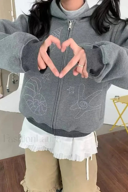 Korean Streetwear Long Sleeve Hoodie