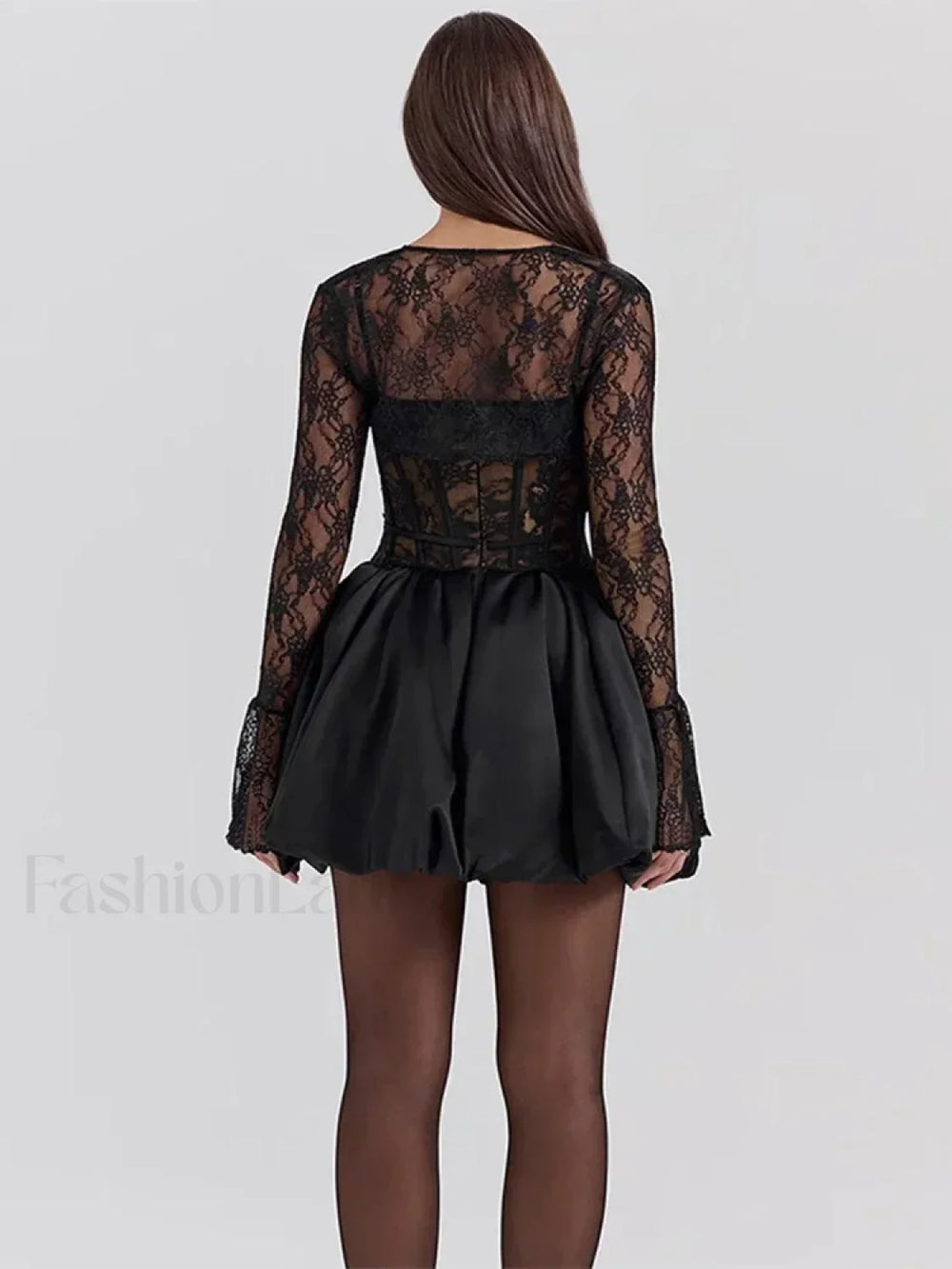 Lace Bandage See Through Mini Dress