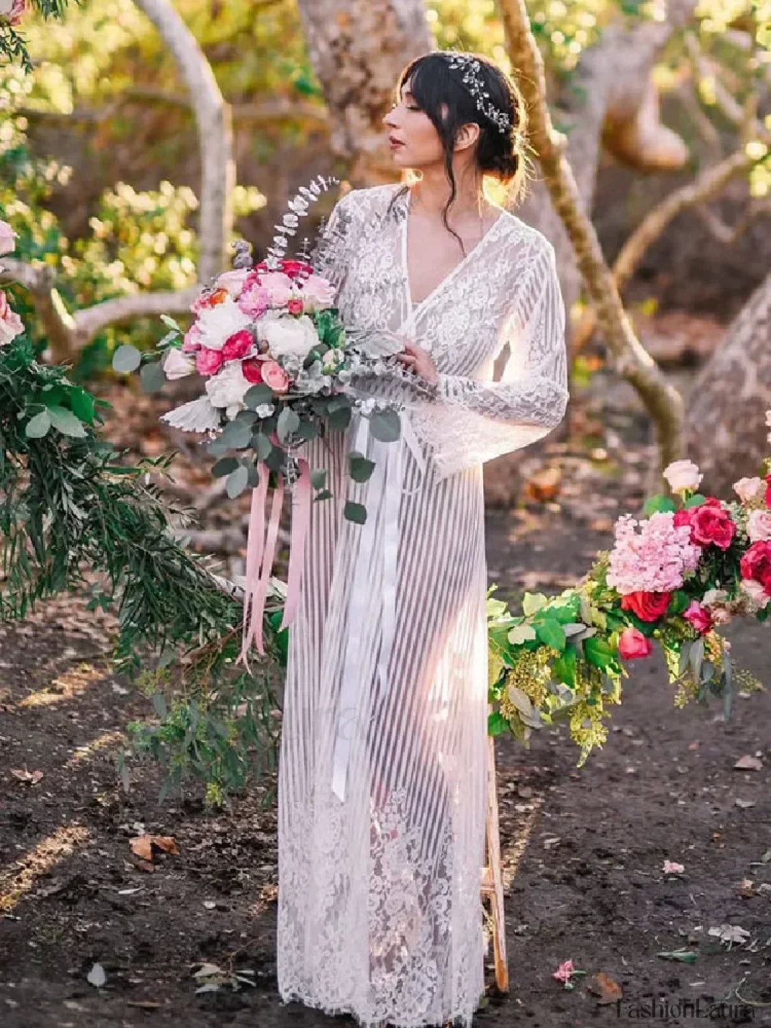 Lace Cardigan Kimono Robe Cover Up WHITE / One Size