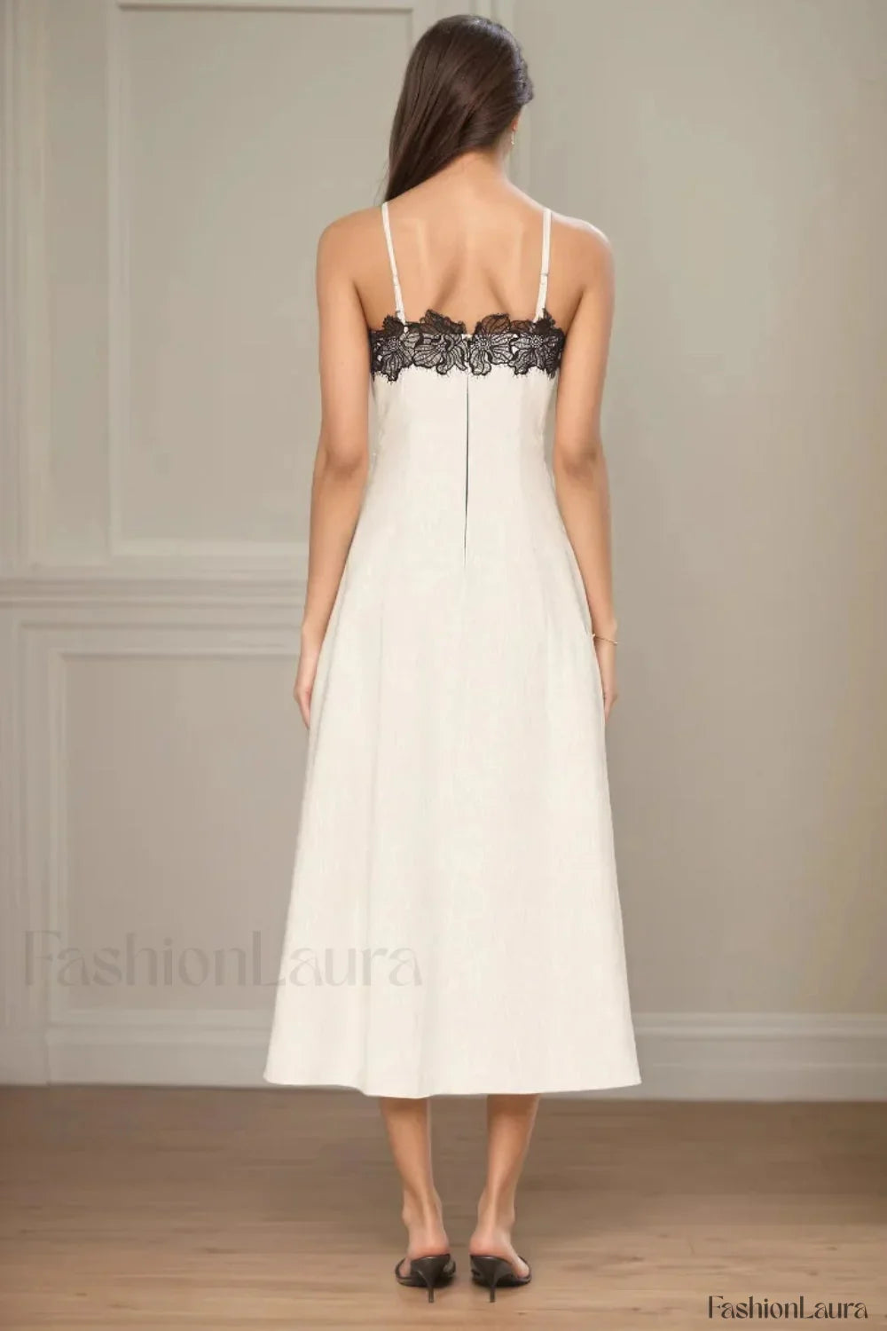 Lace Contrast Off Shoulder Strappy White Maxi Dress