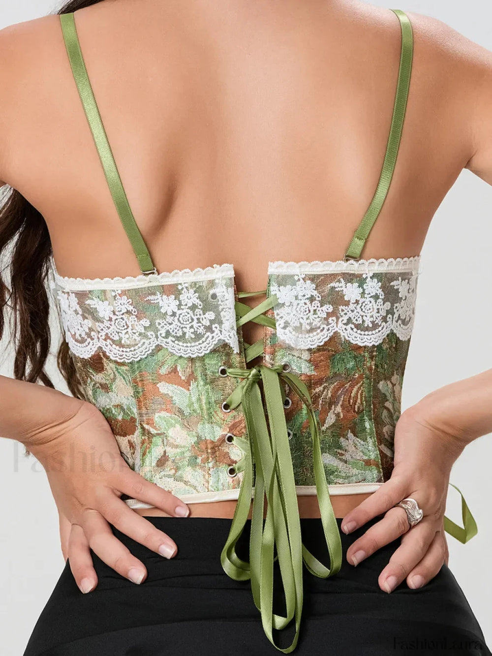 Lace Corset Tie Back Crop Top