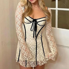 Lace Flared Sleeve Mini Dress