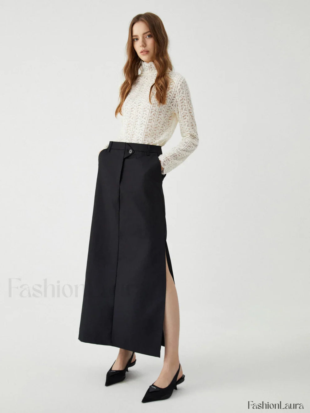 Lace Floral Graceful Pattern Mockneck Top T Shirts