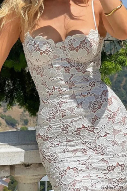 Lace Halter Split Hip Wrapped Sexy Maxi Floral Dress