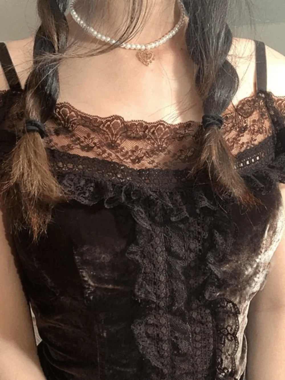 Lace Paneled Bardot Blouse Shirts