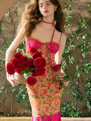 Lace Patchwork Bodycon Floral Dress