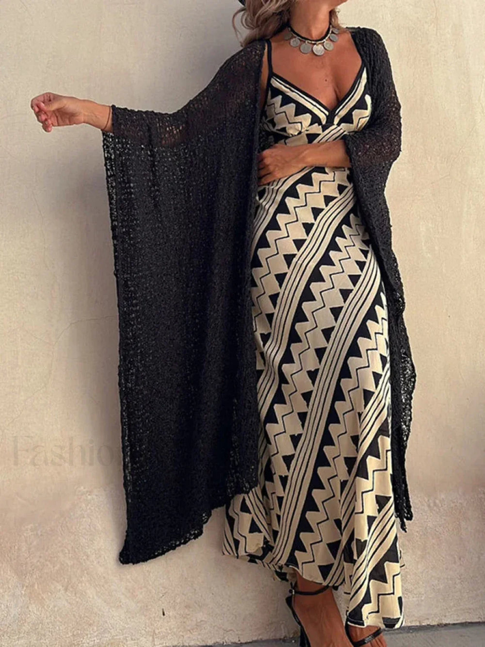 Lace Patchwork Deep V Boho Dress