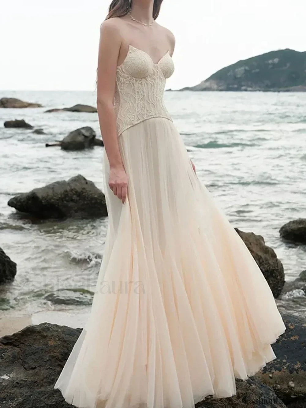 Lace Patchwork Pink Maxi Dress yellow / XS