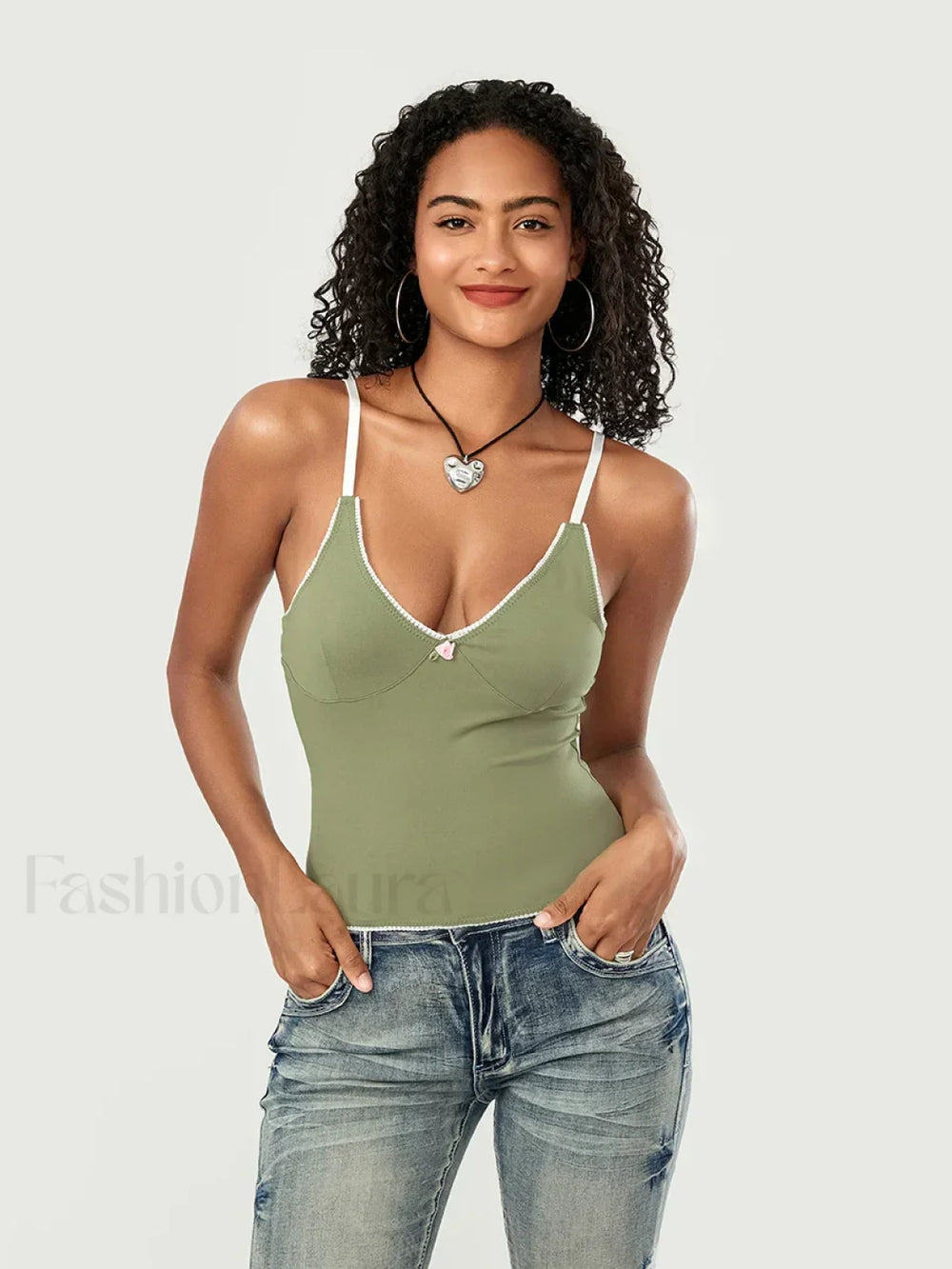 Lace Patchwork V Neck Crop Top