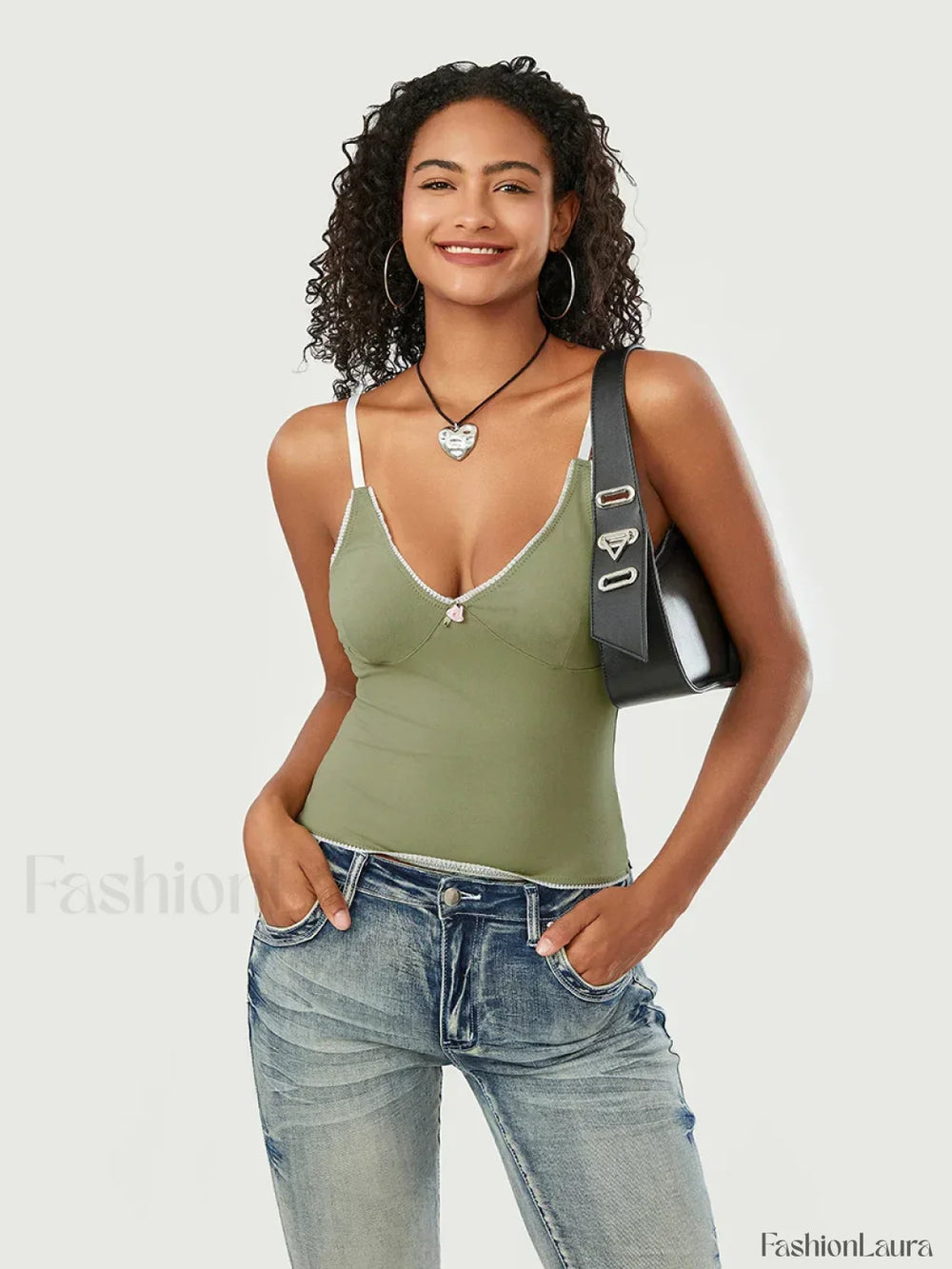 Lace Patchwork V Neck Crop Top