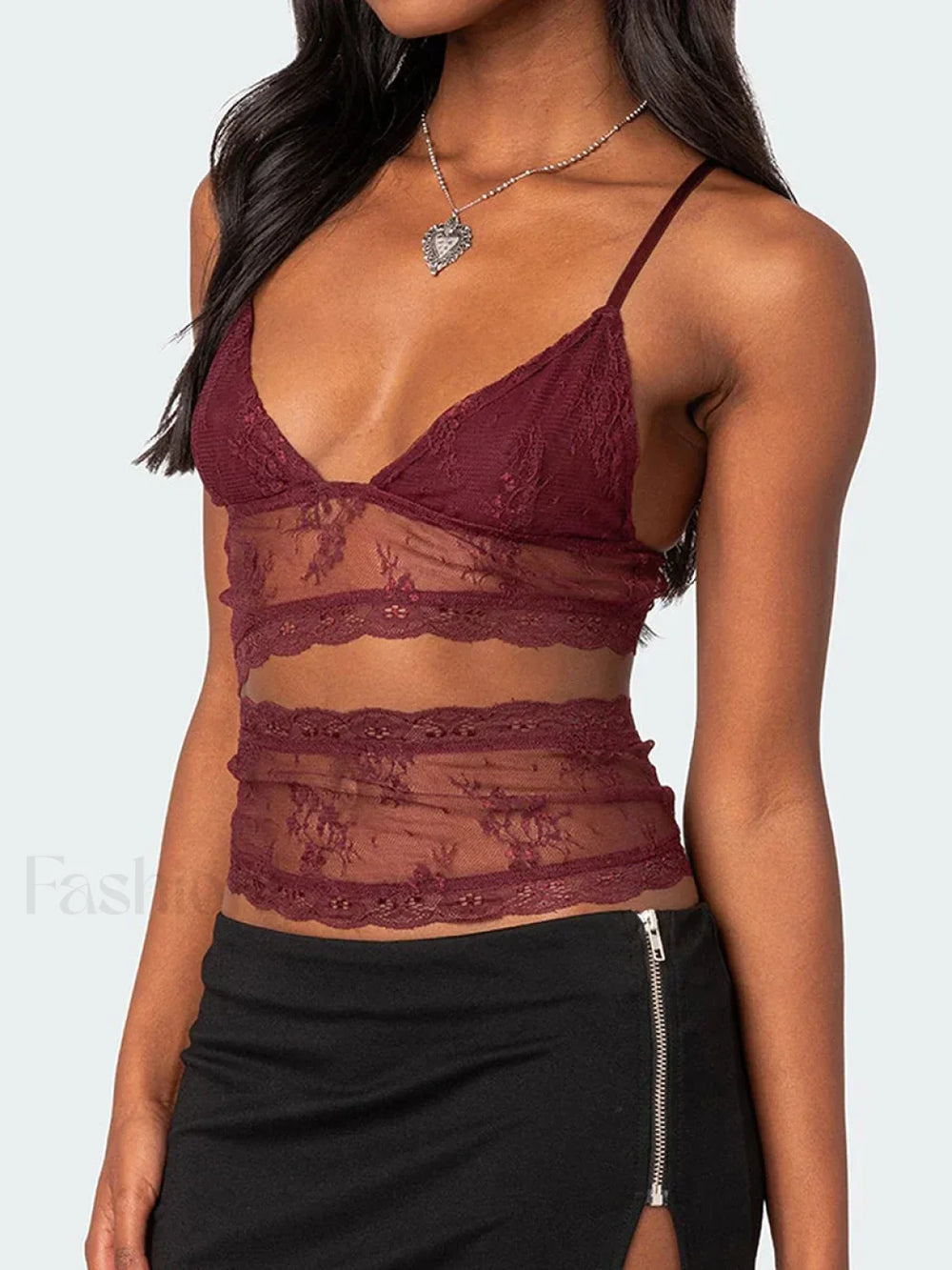 Lace Sheer Cutout Crop Top