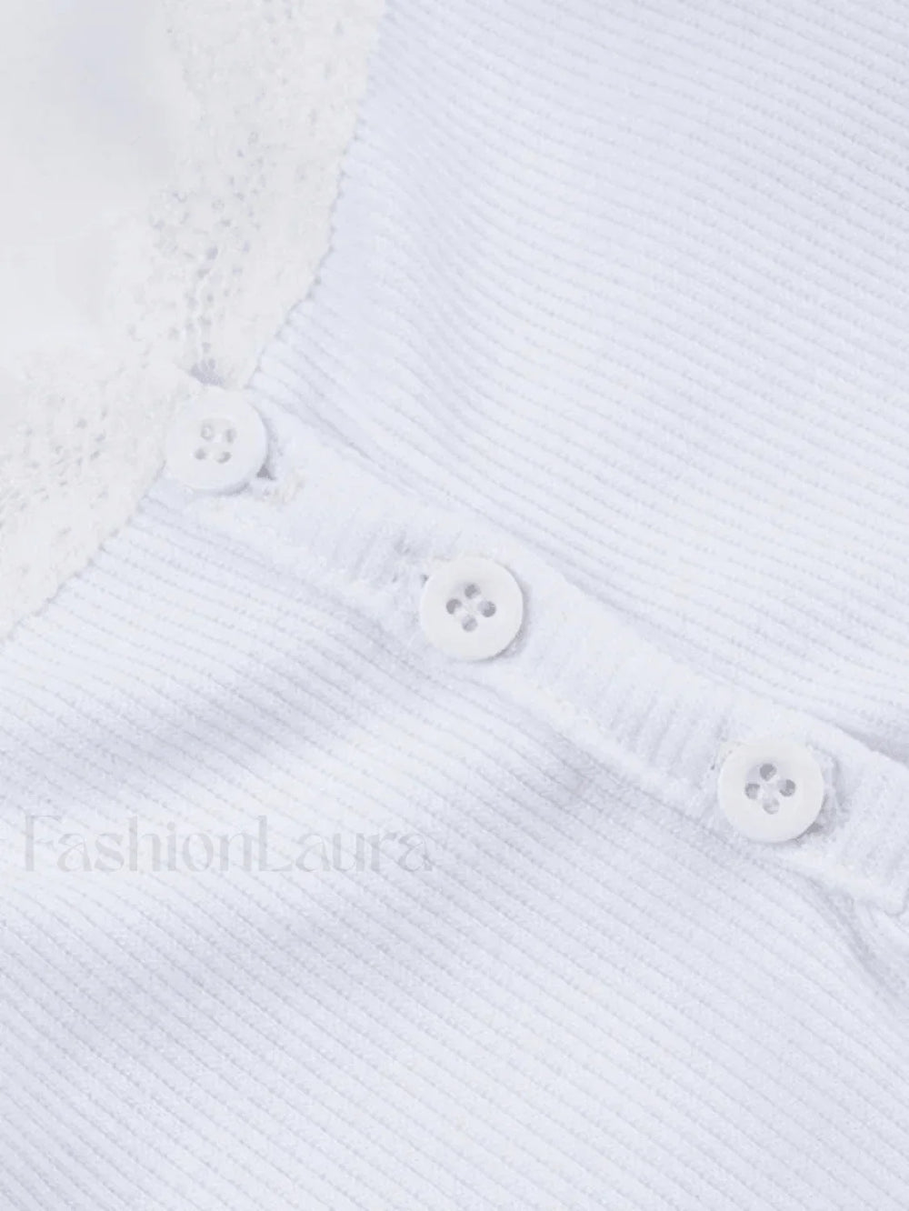 Lace Trim Button Up Ribbed Crop Cami Top Tops&Tees