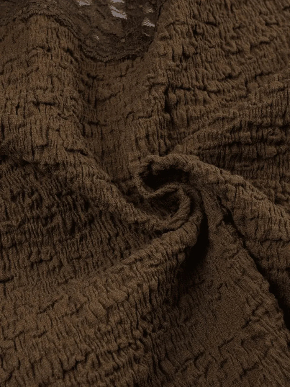 Lace Trim Crinkle Cropped Blouse Shirts