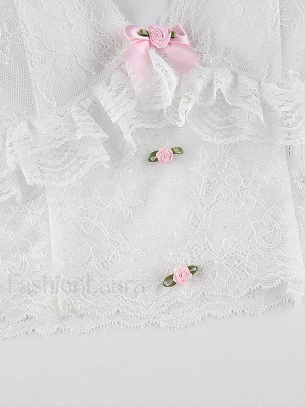 Lace Trim Mesh Bow Knot Cami Top Tops&Tees