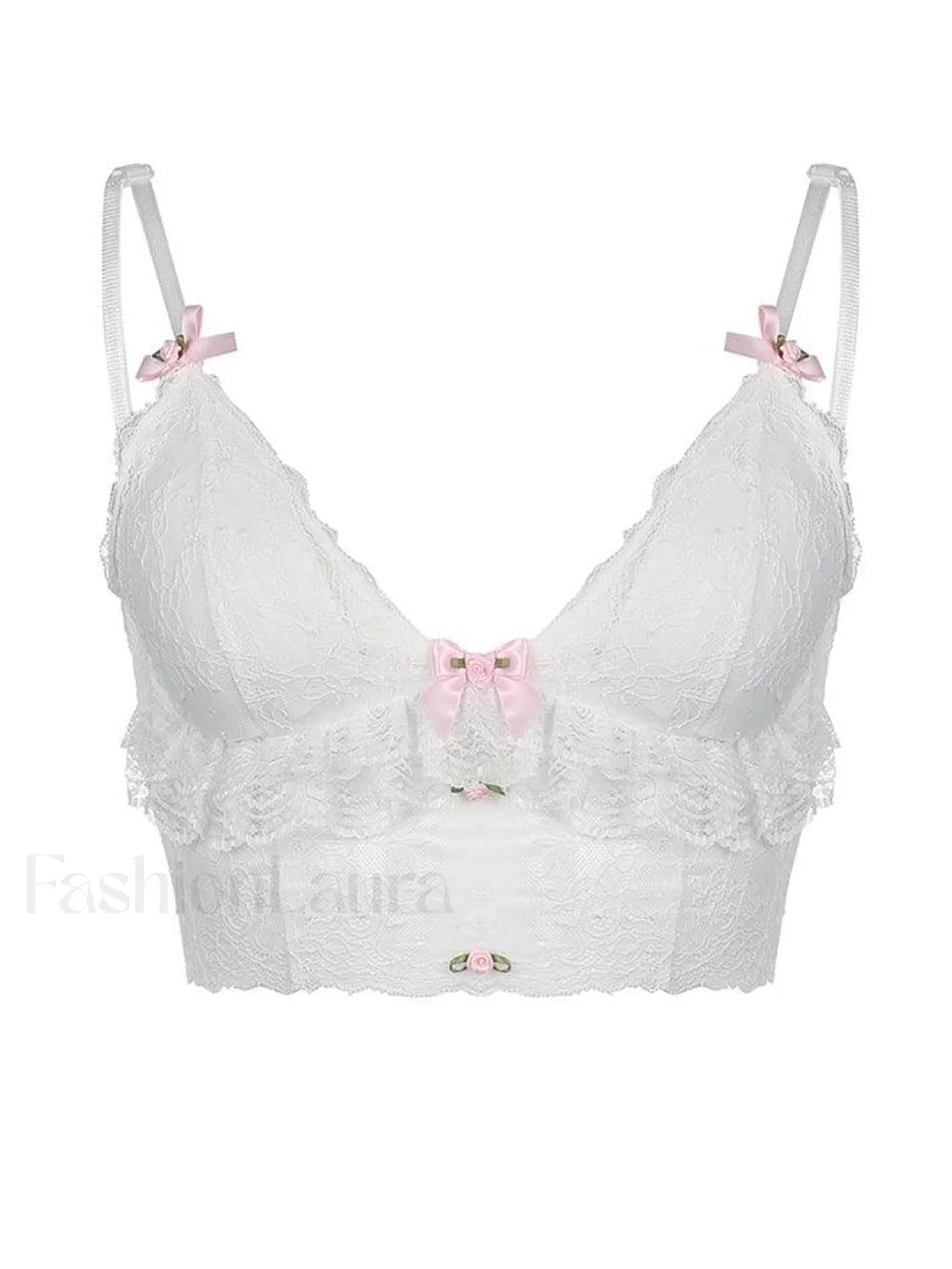 Lace Trim Mesh Bow Knot Cami Top Tops&Tees