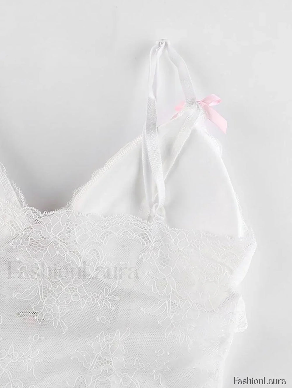 Lace Trim Mesh Bow Knot Cami Top Tops&Tees