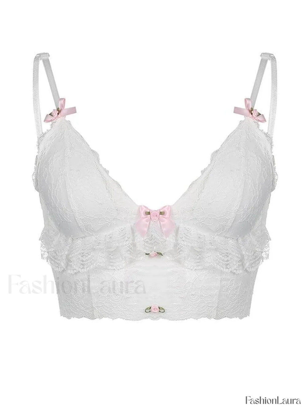 Lace Trim Mesh Bow Knot Cami Top Tops&Tees