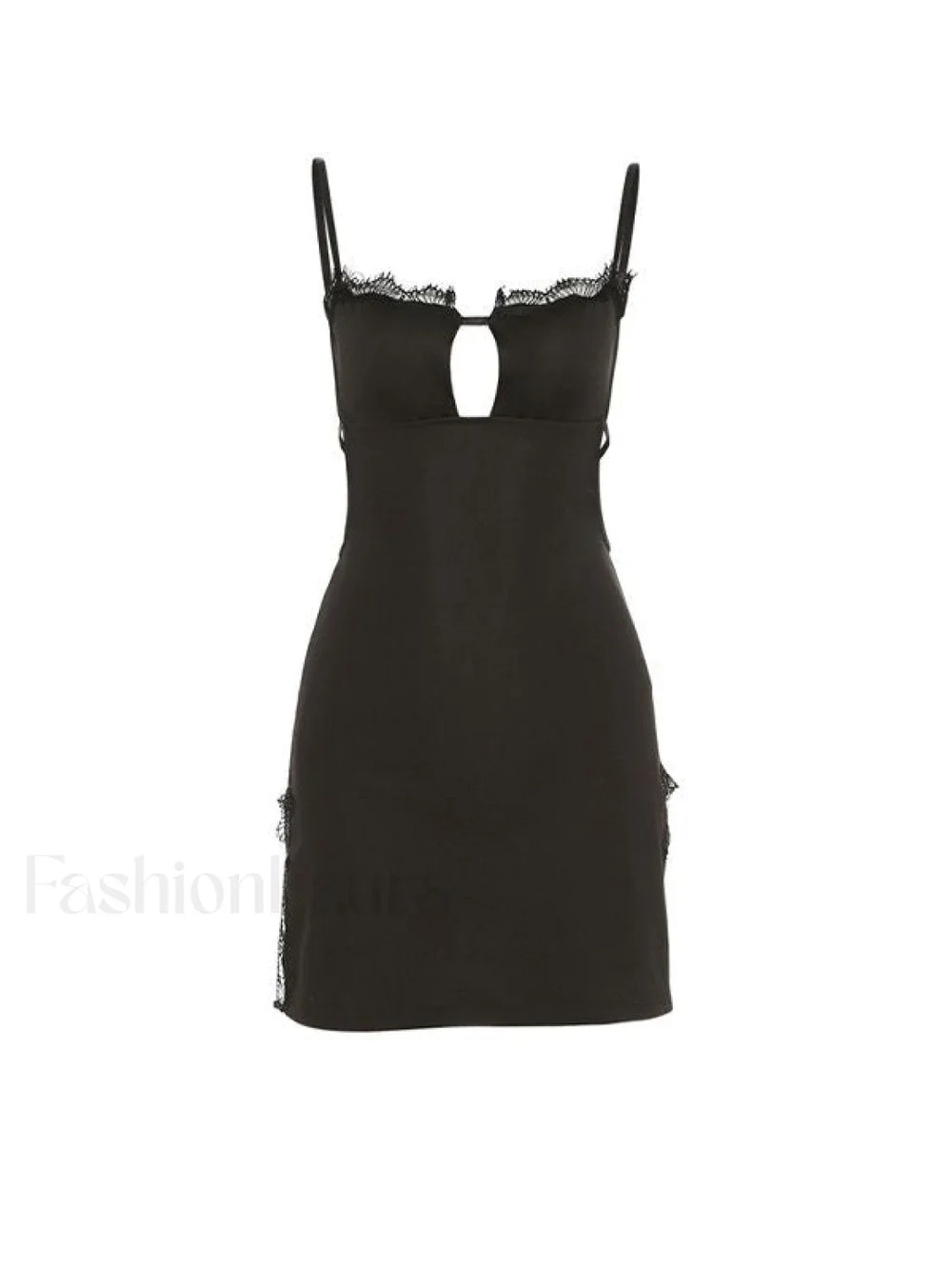 Lace Trim Split Open Back Mini Dress Mini Dresses