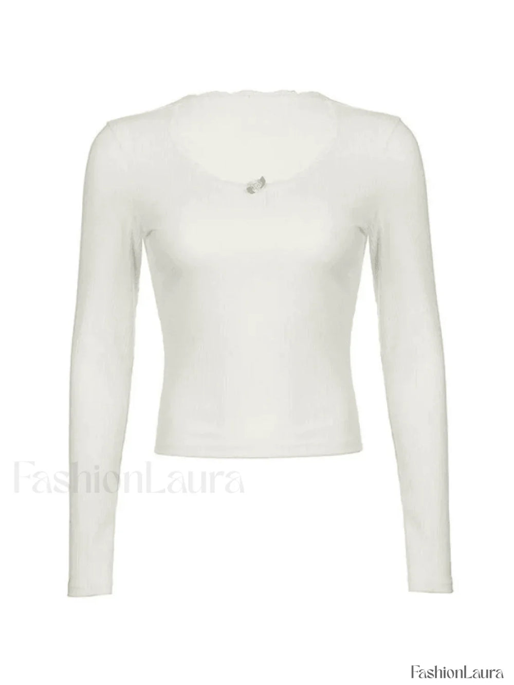 Lace Trim White Ribbed Knit Top Sweaters