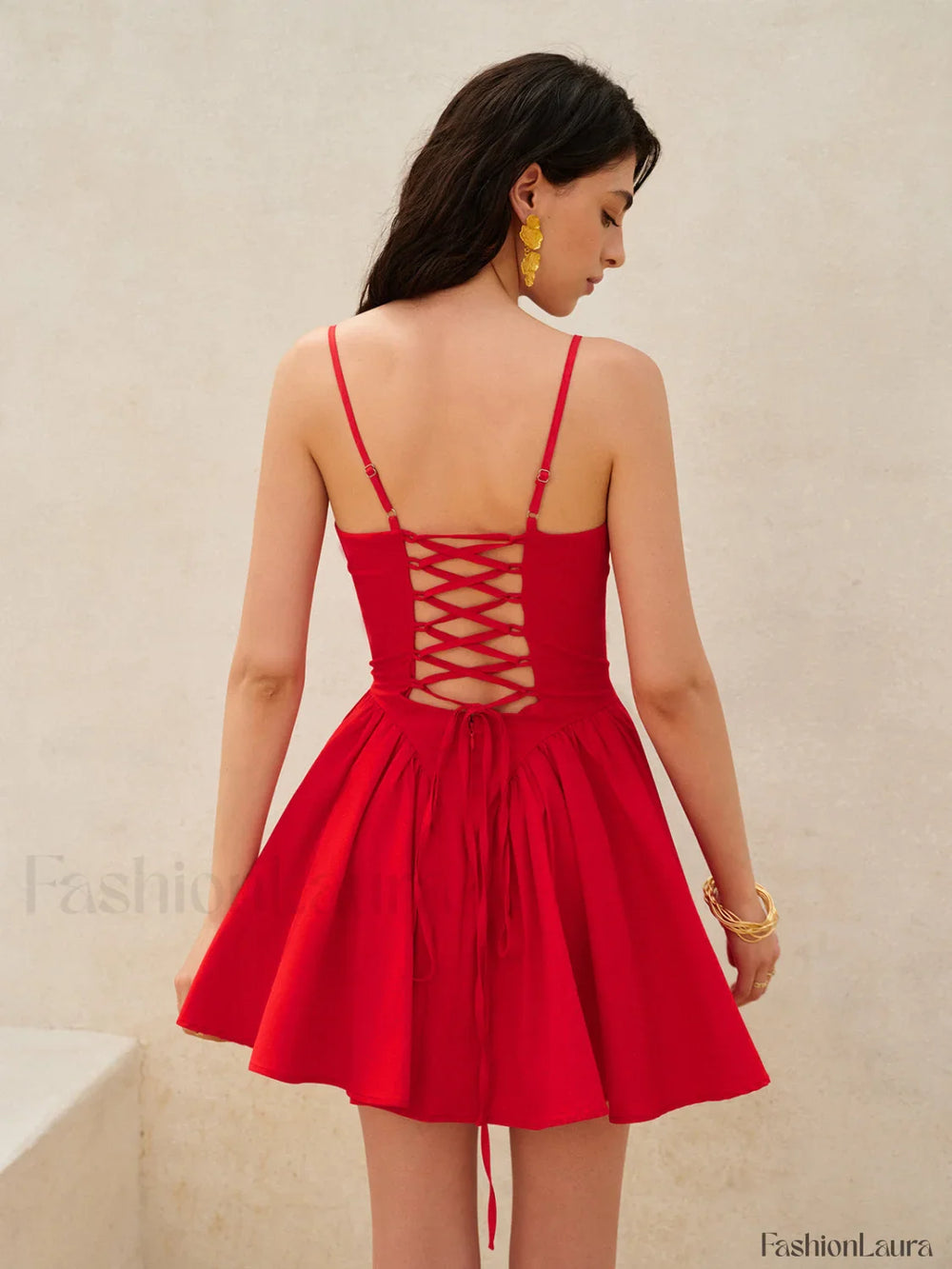 Lace Up Back Cami Dress Dresses