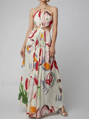 Lace Up Backless Floral Dress