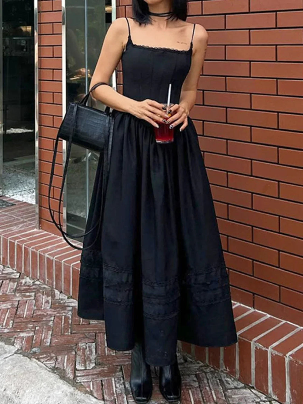 Lace Up Corset Black Maxi Dress Maxi Dresses