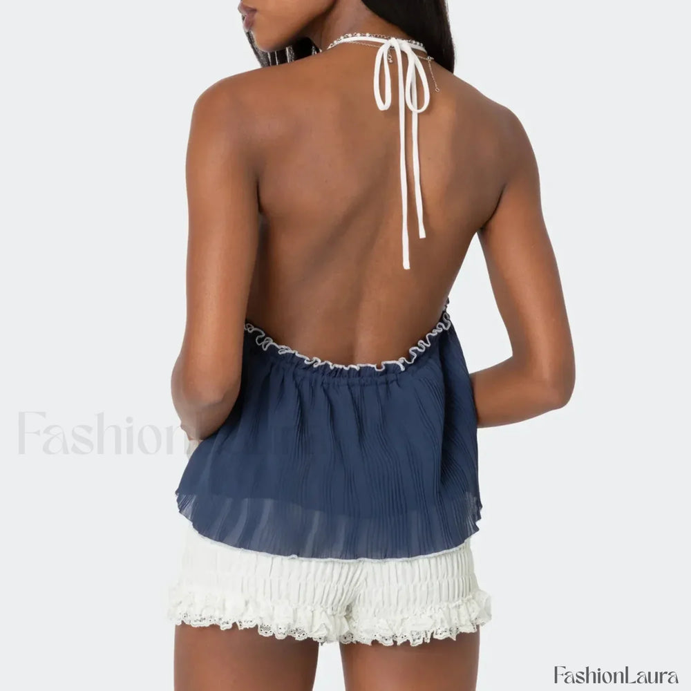 Lace Up Split Front Crop Top