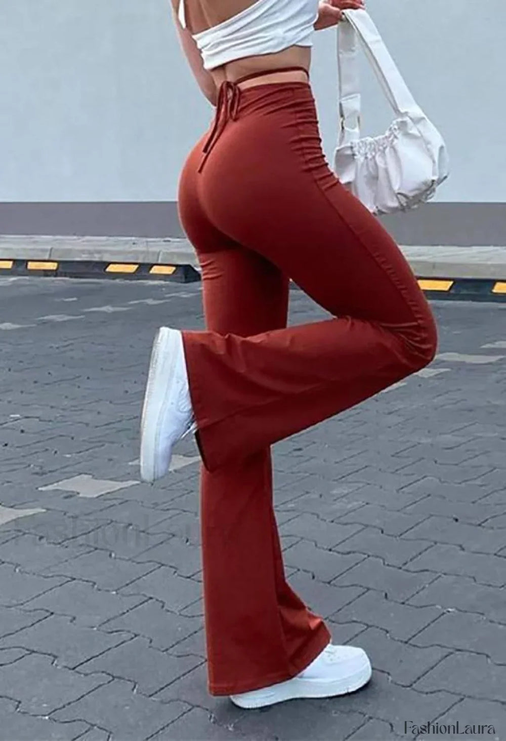 Lace Up Stretch Flare Leg Pants Pants