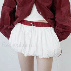 Lantern Puffball Elastic Waist Skirt WHITE / S