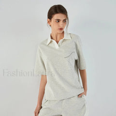 Lapel Combed Cotton Casual T Shirt