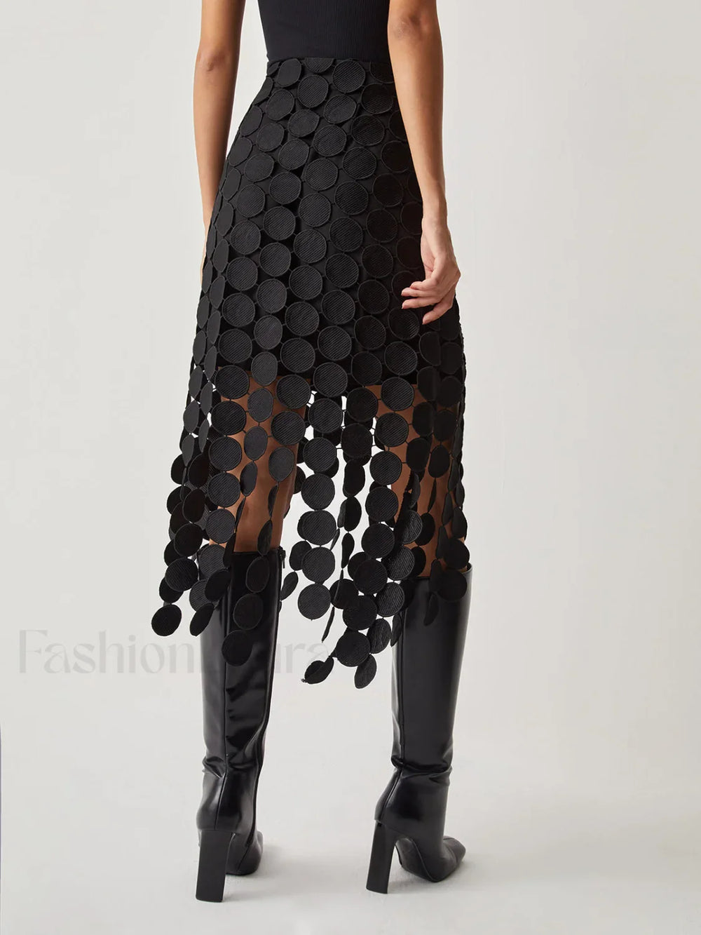 Laser Cut Multi Trendy Circle Double Layered Skirt Skirts