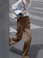 Lavish Style Pleat Trendy Wide Leg Pants Pants