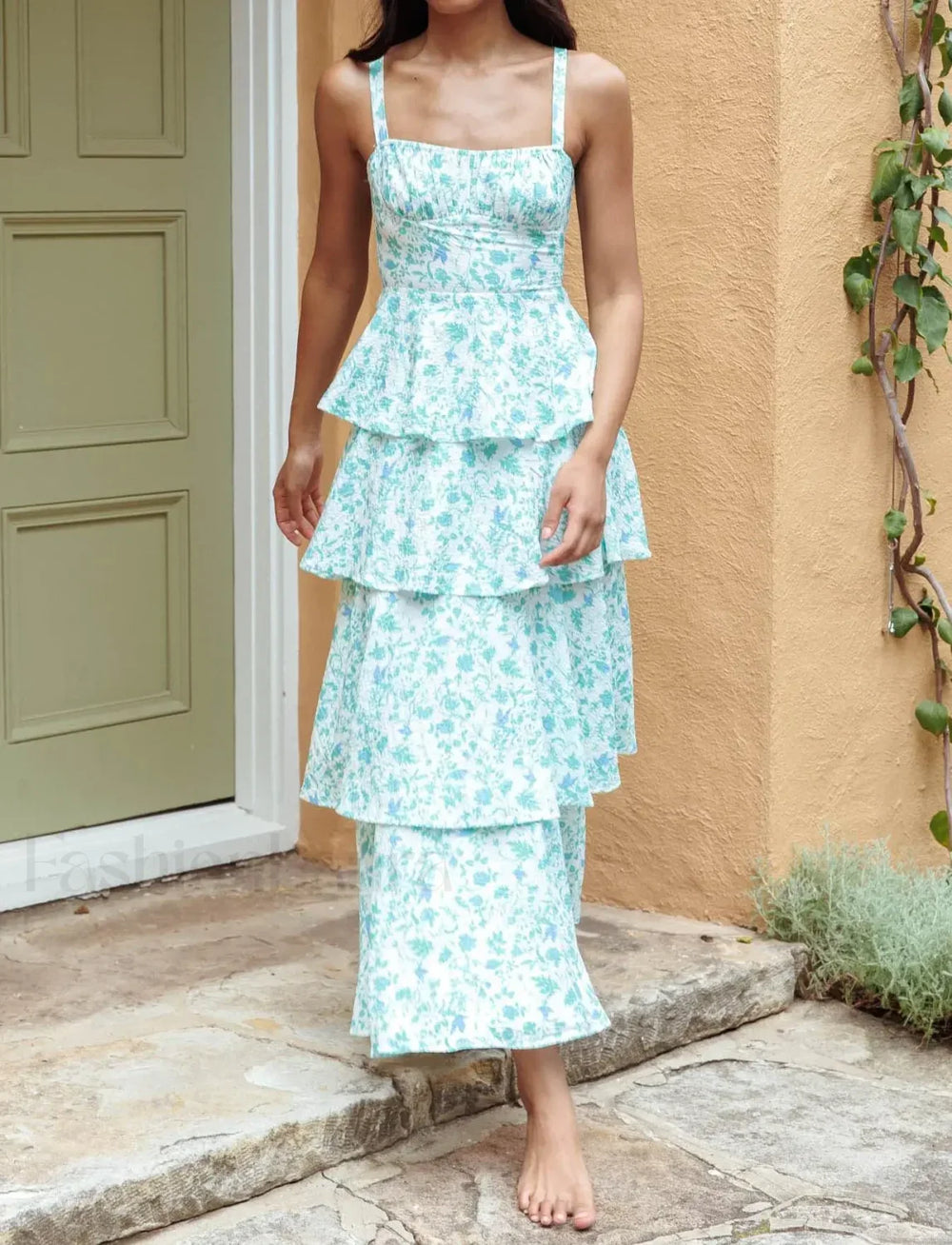 Layered Ruffle Bohemian Floral Dress