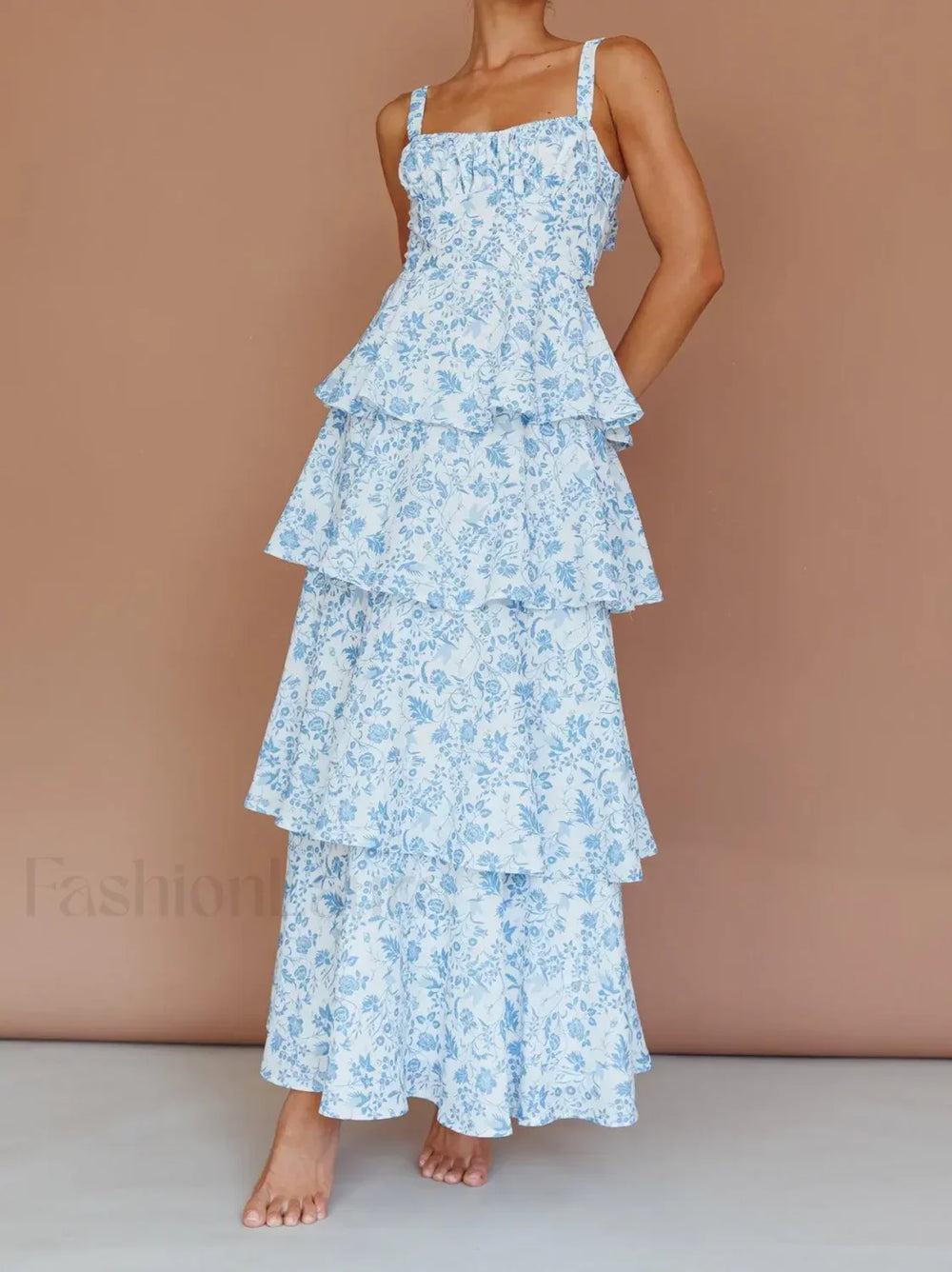 Layered Ruffle Bohemian Floral Dress color 5 / S