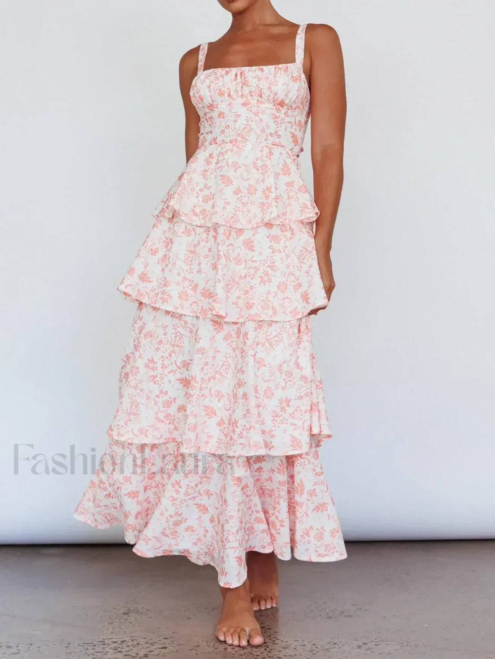 Layered Ruffle Bohemian Floral Dress color 6 / S