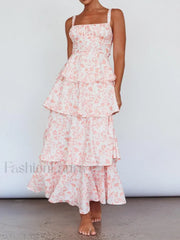 Layered Ruffle Bohemian Floral Dress color 6 / S