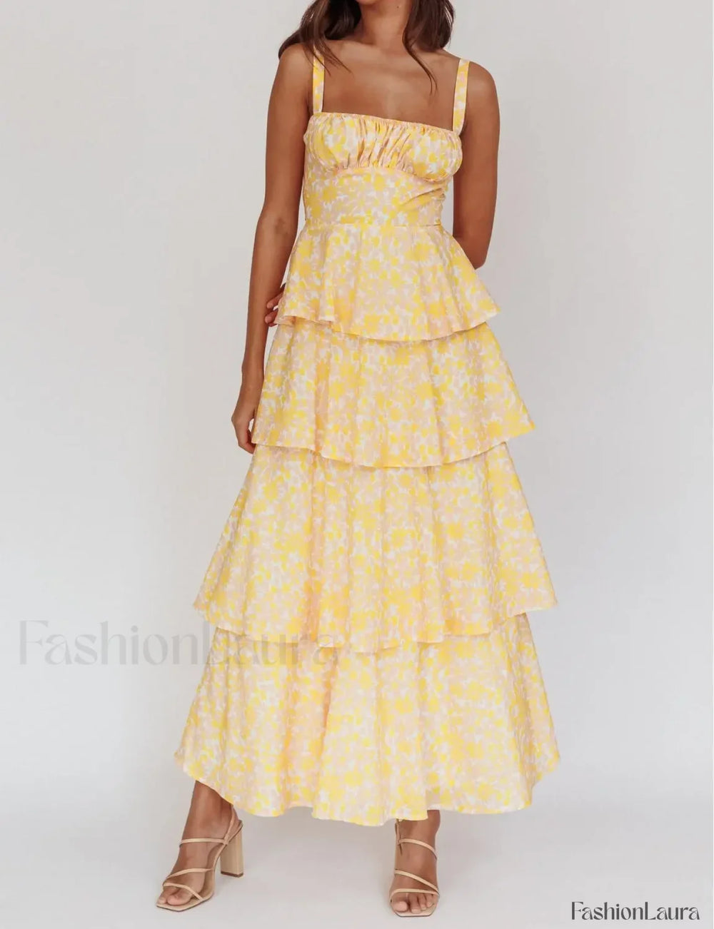 Layered Ruffle Bohemian Floral Dress color 7 / S