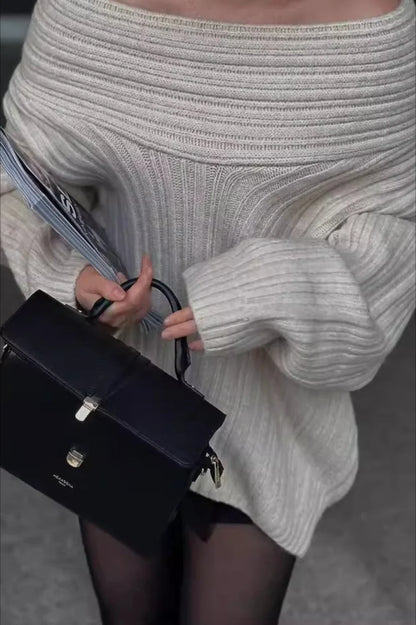 Lazy Chic Off-Shoulder Knit Sweater
