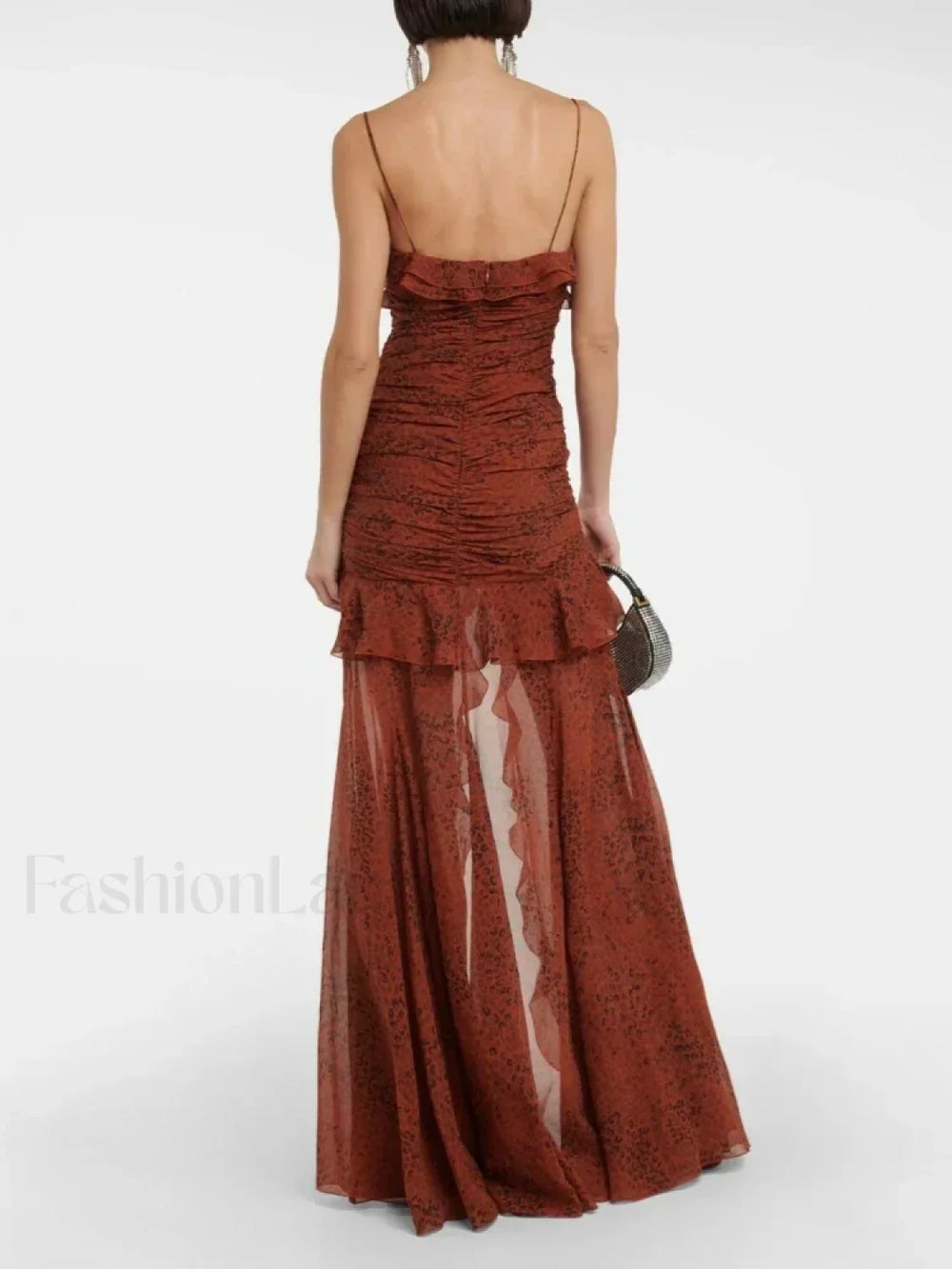 Leopard Flower Ruffle Maxi Dress